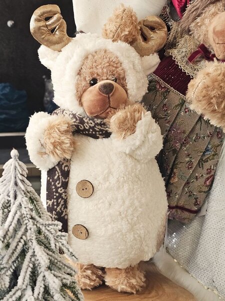 Christmas Decoration Figurine Bear 40 Cm White Plastic - 22*16*40 cm - Clayre & Eef