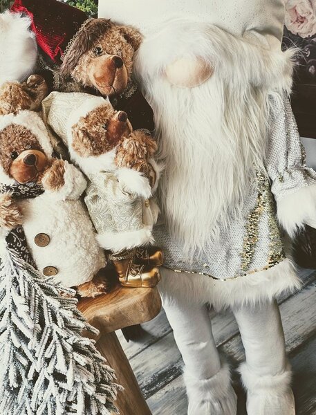 Christmas Decoration Figurine Bear 40 Cm White Plastic - 22*16*40 cm - Clayre & Eef