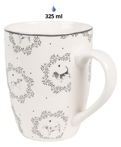 Porcelánový hrnček so psíkmi Lovely Grey Dogs - 12*8*10 cm / 325 ml - Clayre & Eef