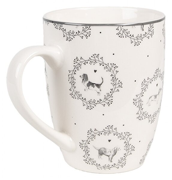 Porcelánový hrnček so psíkmi Lovely Grey Dogs - 12*8*10 cm / 325 ml - Clayre & Eef