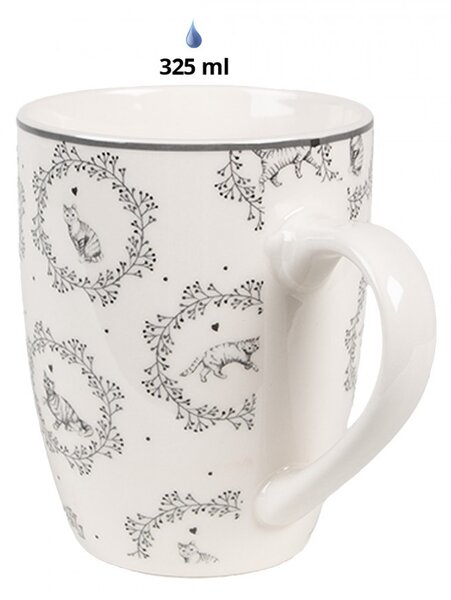 Porcelánový hrnček s mačičkami Lovely Grey Cats - 12 * 8 * 10 cm / 325 ml - Clayre & Eef