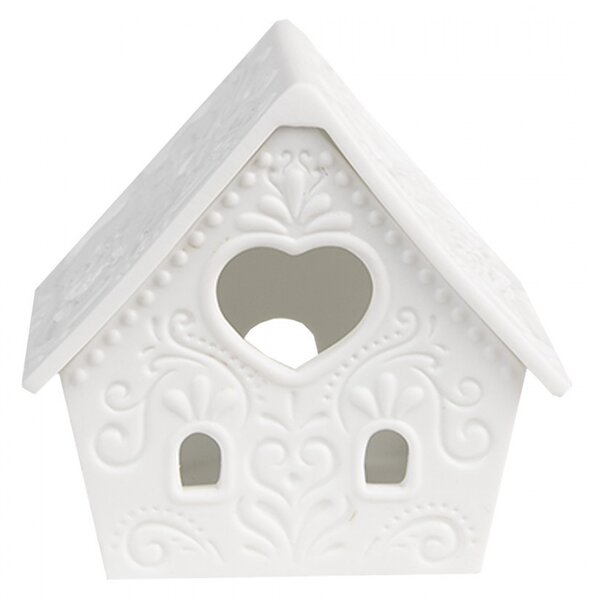 Biely porcelánový svietnik chalúpka House Fairy - 8*6*8 cm - Clayre & Eef