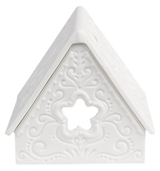 Biely porcelánový svietnik chalúpka House Fairy - 8*7*7 cm - Clayre & Eef