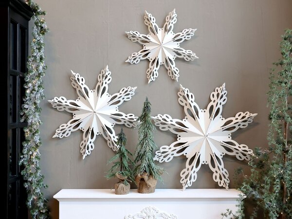Biela antik kovová nástenná dekorácia snehová vločka Snowflake - 43*6 cm - Chic Antique