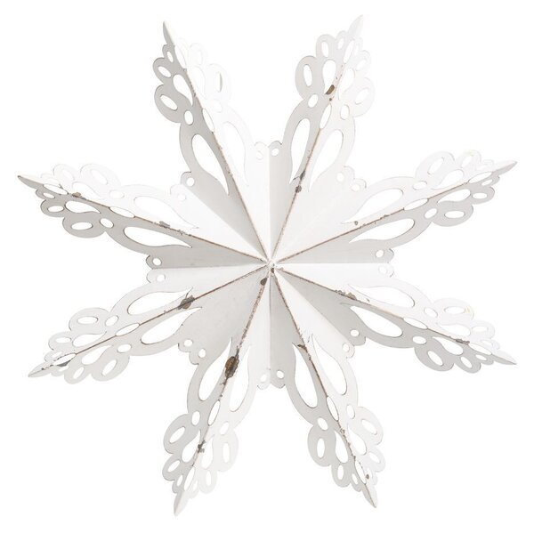 Biela antik kovová nástenná dekorácia snehová vločka Snowflake - 43*6 cm - Chic Antique