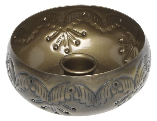 Mosadzný antik kovový svietnik na úzku sviečku Clarria - 10*4,5 cm - Chic Antique