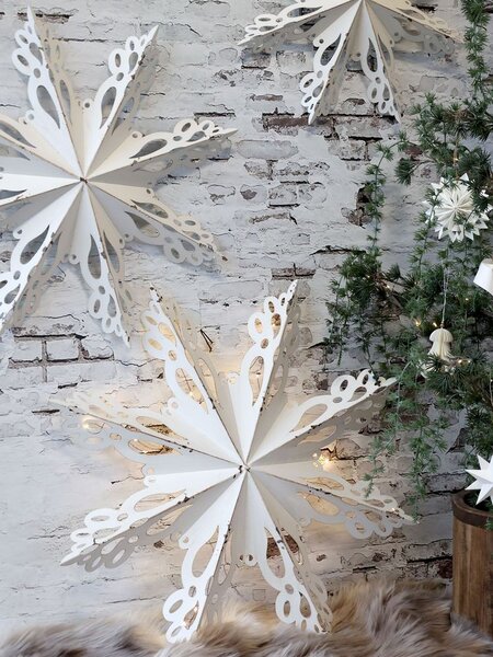 Biela antik kovová nástenná dekorácia snehová vločka Snowflake - 43*6 cm - Chic Antique