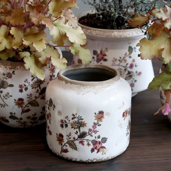 Keramický obal na kvetináč s kvetmi Nancy - Ø 13*13 cm - Chic Antique
