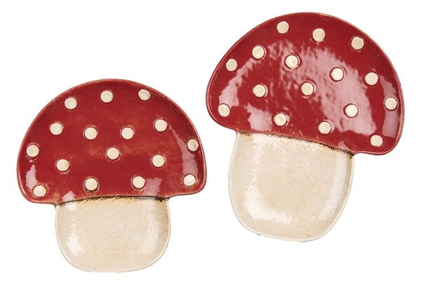 Servírovací keramický tanierik huba muchotrávka Mushroom - 21*22*3 cm - Clayre & Eef