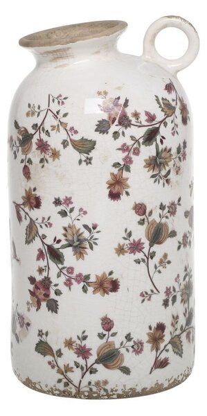 Keramická váza s uškom a kvetmi Nancy - Ø 14*26 cm - Chic Antique