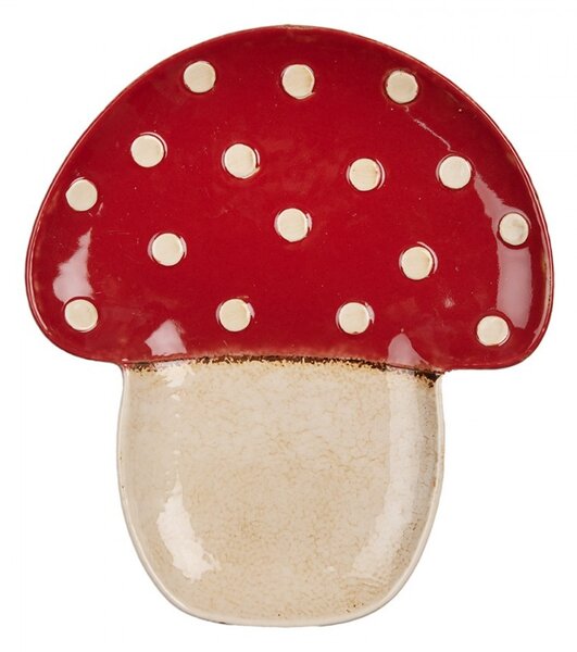 Servírovací keramický tanierik huba muchotrávka Mushroom - 21*22*3 cm - Clayre & Eef