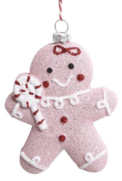 Ružová vianočná ozdoba perníček Gingerbread - 8*3*10 cm - Chic Antique