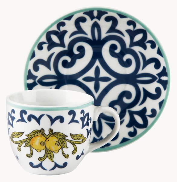 Porcelánové šálky na kávu's podšálkami Amalfi, 12 ks