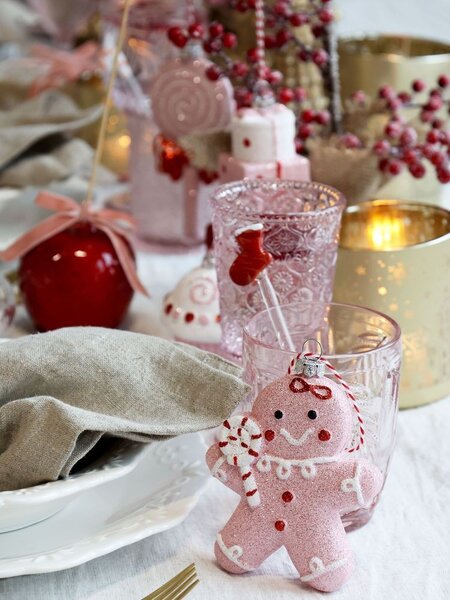 Ružová vianočná ozdoba perníček Gingerbread - 8*3*10 cm - Chic Antique