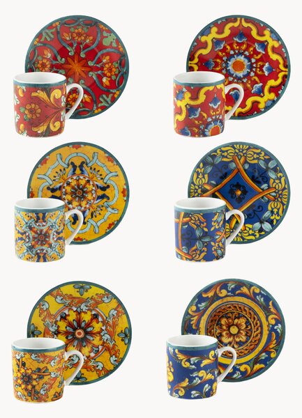 Porcelánové šálky na kávu's podšálkami Trinacria, 12 ks