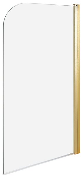 Sprchová zástena na vaňu zlatá priehľadná tvrdené sklo hliník 140 x 80 cm nastaviteľná minimalistický dizajn kúpeľňa