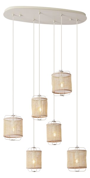 Japandi závesná lampa béžová s látkovými tienidlami 6-svetiel - Yente
