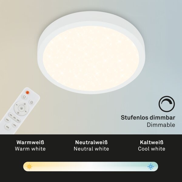 Briloner 3701-016 - LED Stmievateľné stropné svietidlo RUNA LED/18W/230V biela + DO