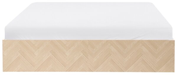 Posteľ svetlohnedá rám postele z MDF 180 x 200 cm s úložným priestorom minimalistický škandinávsky štýl