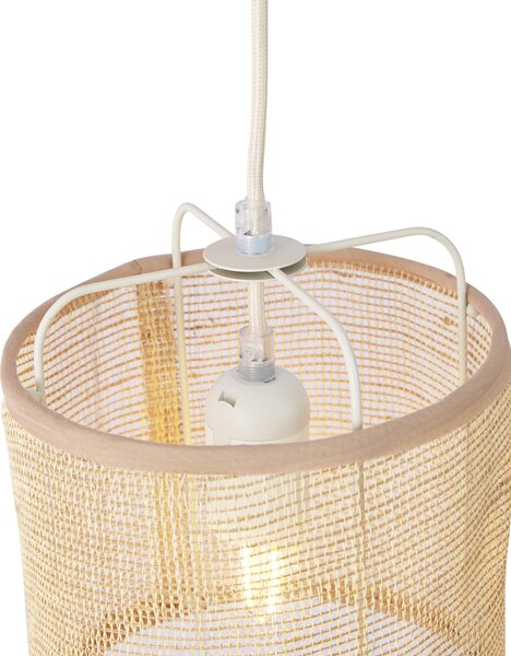 Japandi závesná lampa béžová s látkovými tienidlami 6-svetiel - Yente