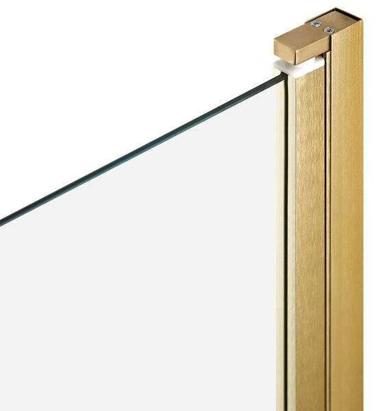 Sprchová zástena na vaňu zlatá priehľadná tvrdené sklo hliník 140 x 80 cm nastaviteľná minimalistický dizajn kúpeľňa
