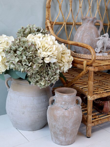 Dekorácia umelá zelená kvetina Hortenzie Hydrangea dusty green - 80 cm - Chic Antique