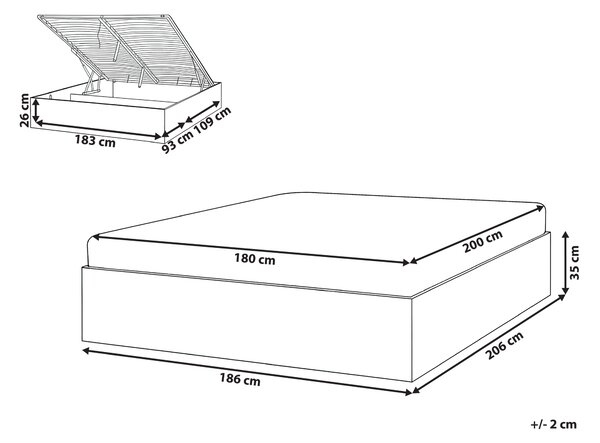 Posteľ svetlohnedá rám postele z MDF 180 x 200 cm s úložným priestorom minimalistický škandinávsky štýl