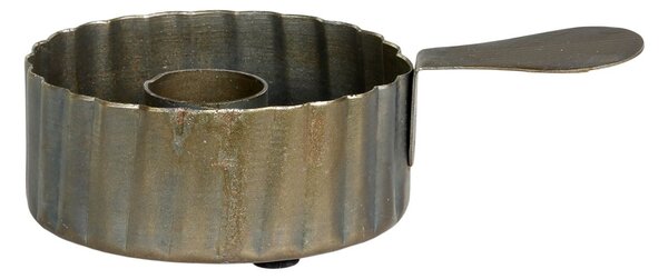Mosadzný antik kovový svietnik na úzku sviečku s rukoväťou Nostalgic - 11*7*3 cm - Chic Antique