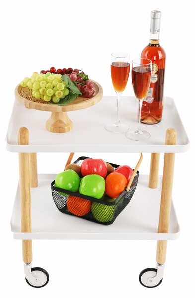 KONDELA Servírovací vozík, prírodná/biela, PONTO