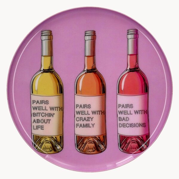 Ručne vyrobený dekoračný podnos Love Trays, Motive: Wine Bottles