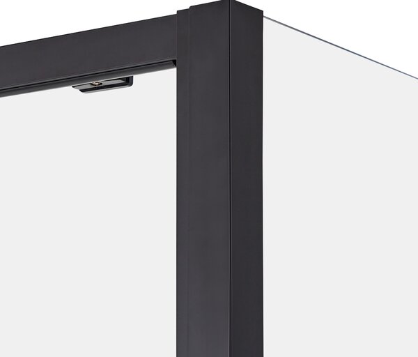 Sprchovací kút čierny tvrdené sklo hliník 80 x 100 x 185 cm štvorcový tvar posuvné dvere moderný dizajn kúpeľňa