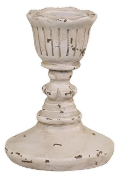 Béžový antik dekoračný svietnik na úzku sviečku Flower - Ø 7*8 cm - Chic Antique