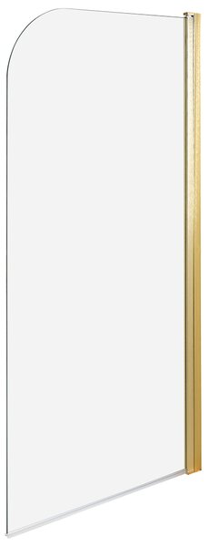 Sprchová zástena na vaňu zlatá priehľadná tvrdené sklo hliník 140 x 70 cm nastaviteľná minimalistický dizajn kúpeľňa