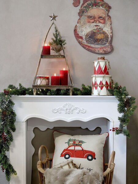 Béžová bavlnená obliečka na vankúš s autíčkom Holidays - 50*50cm - Chic Antique