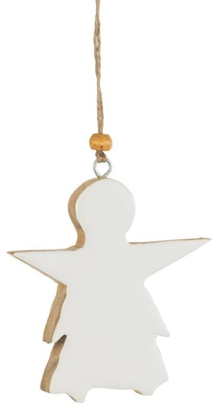 Biely drevený závesný anjel - 9*2*9 cm - J-Line by Jolipa