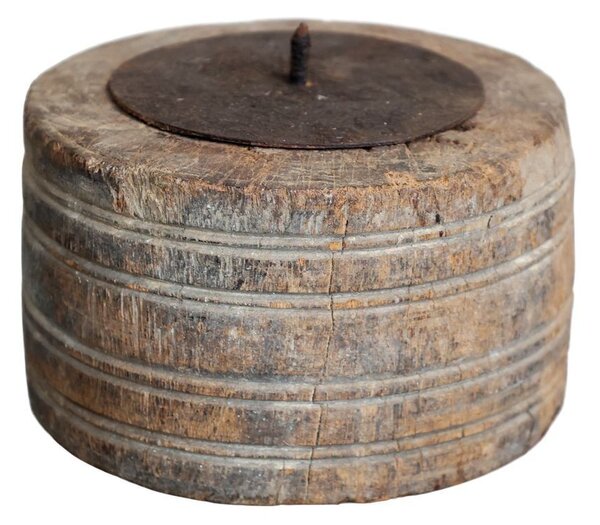 Drevený svietnik na stĺpovú sviečku Grimaud Unit - Ø 15*19 cm - Chic Antique