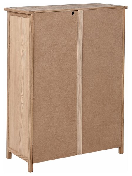 Komoda svetlé prírodné drevo s 5 zásuvkami 85 cm nábytok do spálne rustikálny dizajn