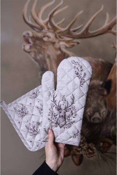 Béžová textilná chňapka - podložka s jeleňom Gentle Wilderness - 20*20 cm - Clayre & Eef