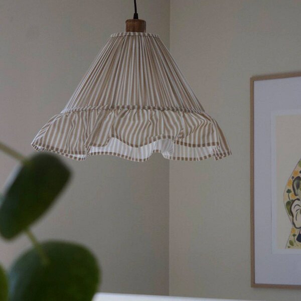 PR Home závesné svietidlo Estrid, béžová, látka, Ø 40 cm, E27, Krémová / jantárovo žltá, Obývacia izba / jedáleň, Textil / látka / hodváb, Vidiecky / Rustikálny, Závesné svietidlo