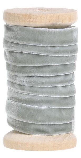 Zelená zamatová stuha na drevenej cievke - 1 cm * 5 m - Chic Antique