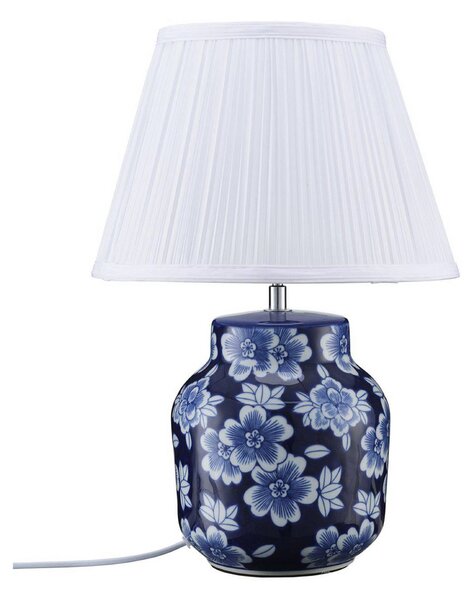 PR Home stolová lampa Fanny, modrá/biela, keramika, 47 cm, E27, Modrá, Obývacia izba / jedáleň, Keramický, Moderný, Stolová lampa