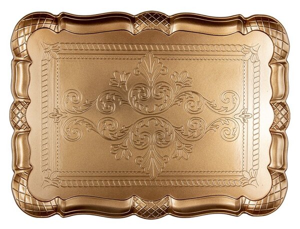 Zlatý antik obdĺžnikový servírovací podnos Ornament - 40*30 cm - Clayre & Eef