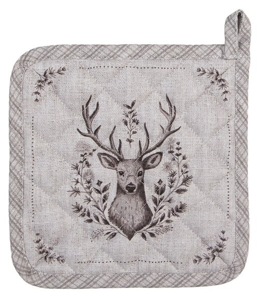 Béžová textilná chňapka - podložka s jeleňom Gentle Wilderness - 20*20 cm - Clayre & Eef