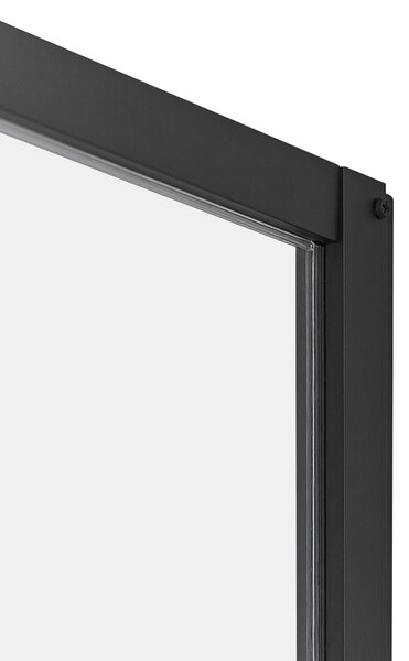 Sprchovací kút čierny tvrdené sklo hliník 90 x 90 x 185 cm štvorcový tvar dvojité posuvné dvere moderný dizajn kúpeľňa