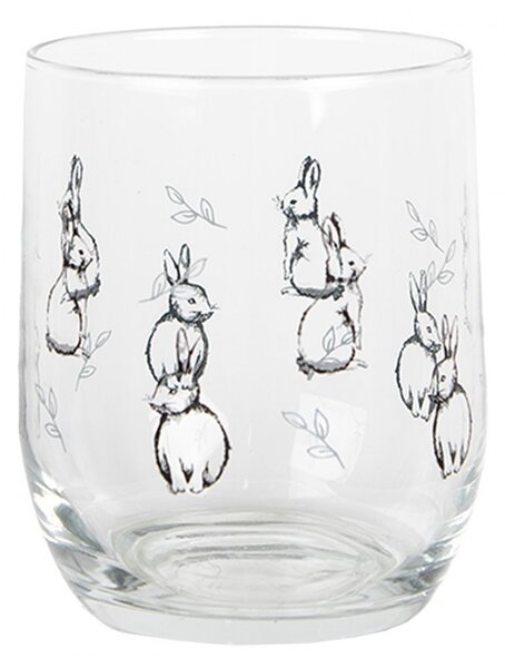 Pohárik na vodu s králikmi - Ø 8*9 cm / 300 ml - Clayre & Eef