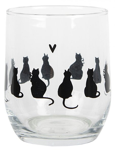 Water Glass 300 Ml Transparent Glass Cats Drinking Cup - 300 ml - Clayre & Eef