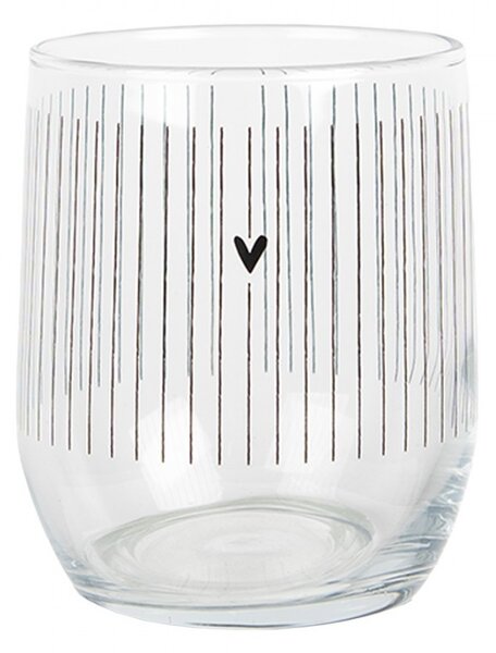 Pohárik so srdiečkami a prúžkami Lovely Day - Ø 8*9 cm / 300 ml - Clayre & Eef