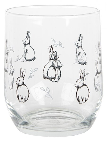 Pohárik na vodu s králikmi - Ø 8*9 cm / 300 ml - Clayre & Eef