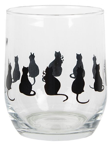 Water Glass 300 Ml Transparent Glass Cats Drinking Cup - 300 ml - Clayre & Eef