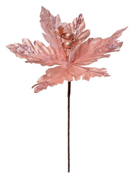Ružová umelá rastlina vianočná hviezda Poinsettia - Ø 25*38 cm - Clayre & Eef